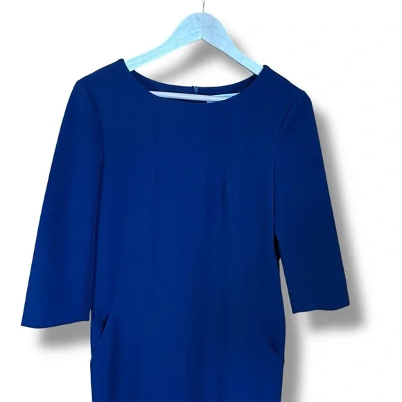 M.M. Lafleur The Etsuko Dress Navy Blue Sheath Size 10 (missing belt) - Picture 7 of 11